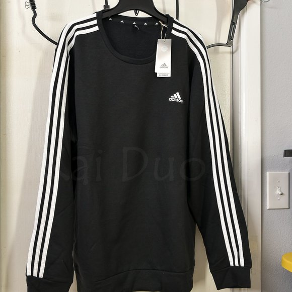 Adidas Men’s Crew Neck Sweatshirt BLACK - Picture 2 of 9
